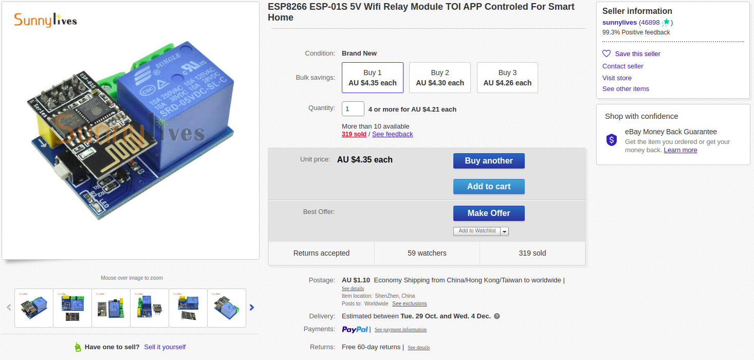 ESP6288 Single RelayEbay